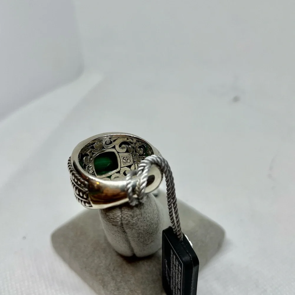 Sterling Sliver Malachite Cushion Ring By Samuel.B